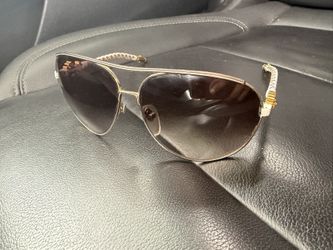 Chrome, Heart Aviator Sunglasses/ White & Gold