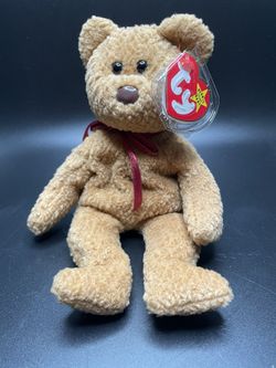 Curly Rare Beanie Ty Bear In Case 