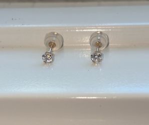 NEW Solid 14K Gold 3mm CZ Stud Earrings-14k stamped on the post