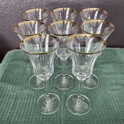 Mikasa Crystal Gold Rimmed New Water Or Ice Tea Goblets Set Of 8