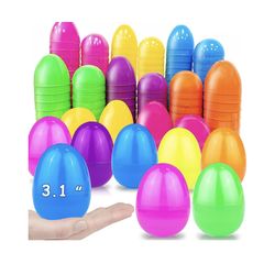 AMENON 3.1" Large Plastic Easter Eggs Bulk Easter Basket Stuffers Essentials 36 ct Pack Surprise Egg Empty 6 Spring Colors for Kids Toddlers Jumbo Fil