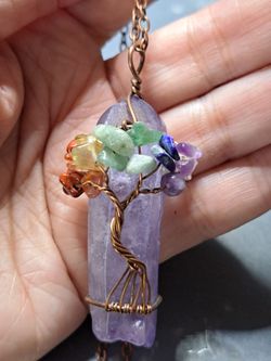 New Amethyst 7 Chakra Tree of Life necklace