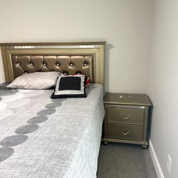 Queen Bed Frame,  Mattress, Night Stand & Dresser If You Want It.