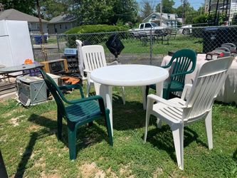 Wery nais laik new teybol and 4 chear havy duty plastic wery good for garden or patio teybol 100$