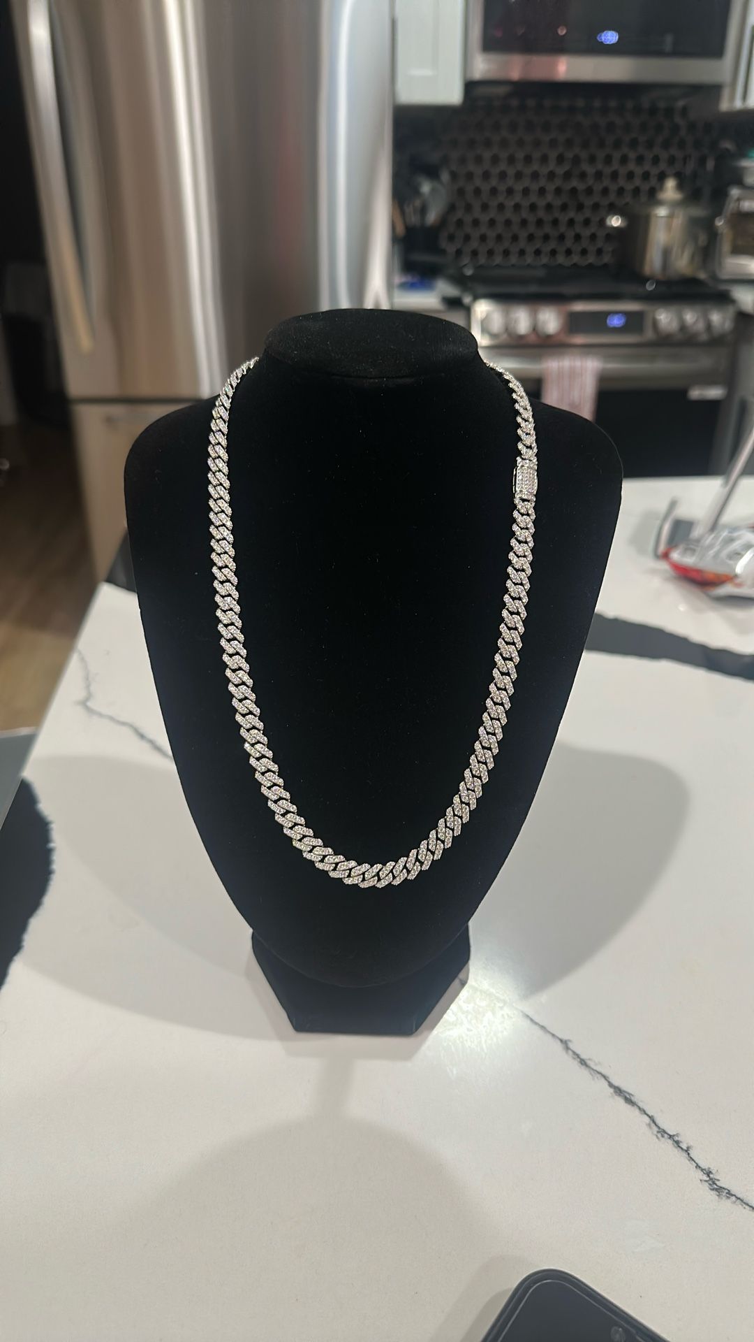 Silver moissanite cuban Link