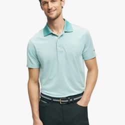 Brooks Brothers Mens Performance Stretch Short Sleeve Mini Stripe Golf Polo XL