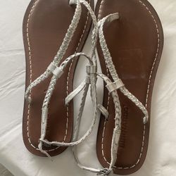 Bernardo Silver-braided Sandals Size 10