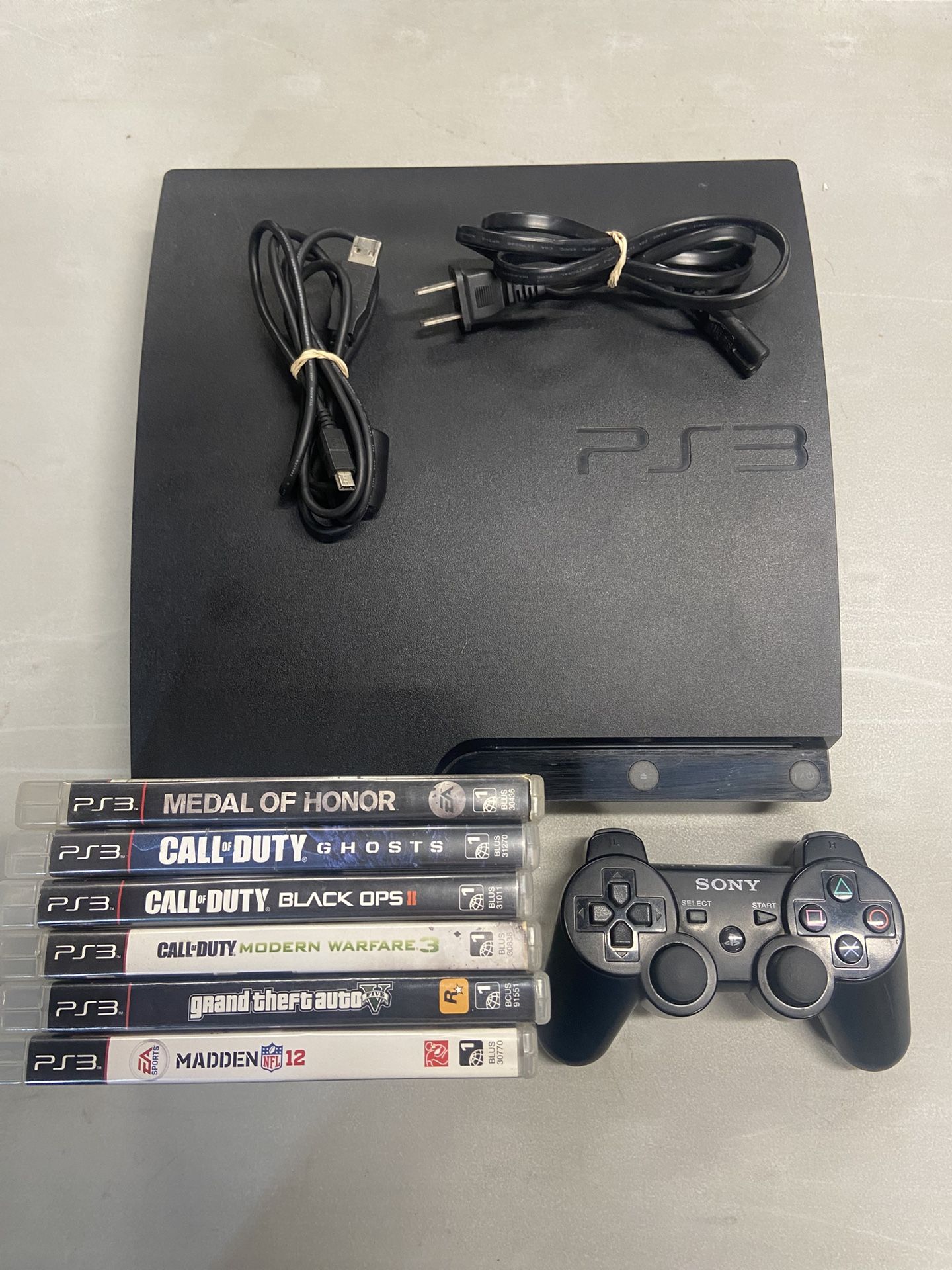 PlayStation 3 Console With 6 Games and  1 Controller For Sale $110  OBO. Tested    