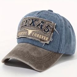 , "TEXAS" 3D Patch Cut Washed Baseball Cap,