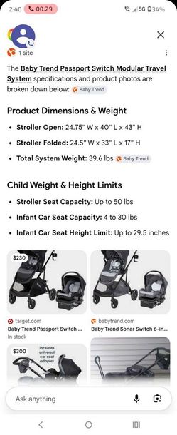 6 in 1 travel  set baby trend