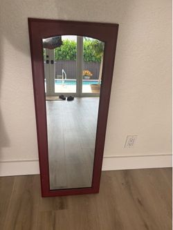Arched Red Wood Mirror 15x40