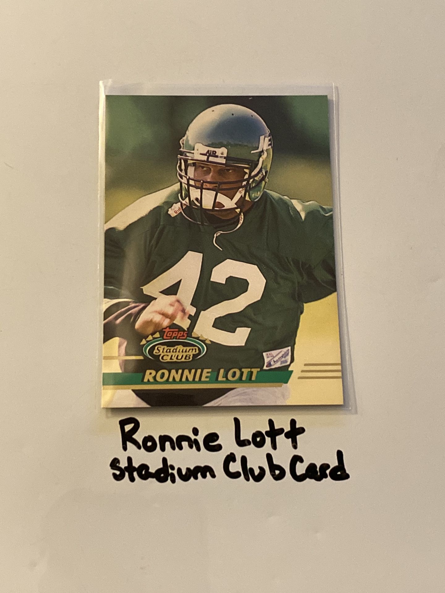 Ronnie Lott New York Jets Hall of Fame Safety Stadium Club Card. 