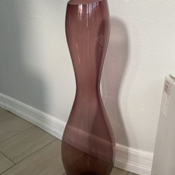 Tall Smoked  Glass Vase Handmade In Poland