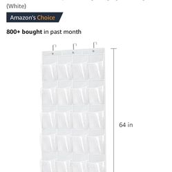 Over The Door Shoe Organizer with 24 Crystal Clear Pockets and Hook - Heavy Duty Storage Shoe Holder for Shoes, Accessories, Space Saving Hanging Shoe