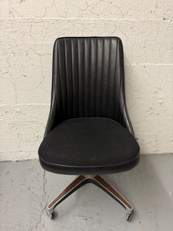 Black Leather Office Chair on Casters