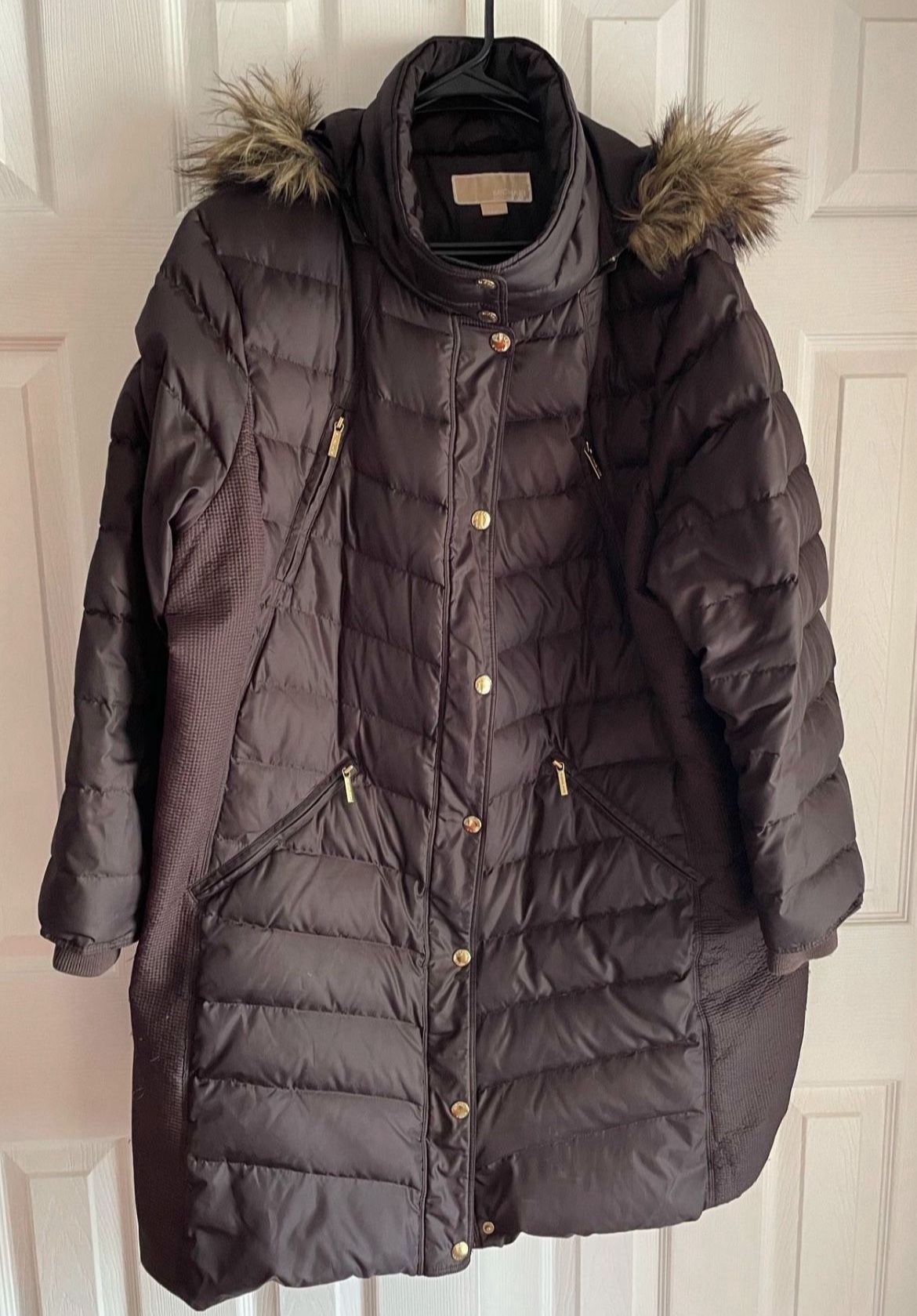 Women’s Michael Kors Down Puffer Coat Sz 2XL in Brown