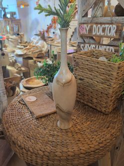 Long brown and white vase
