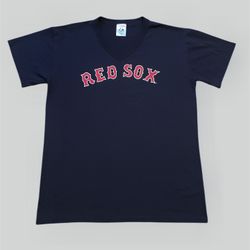 Boston Red Sox navy blue vintage majestic baseball v neck T shirt Size XL