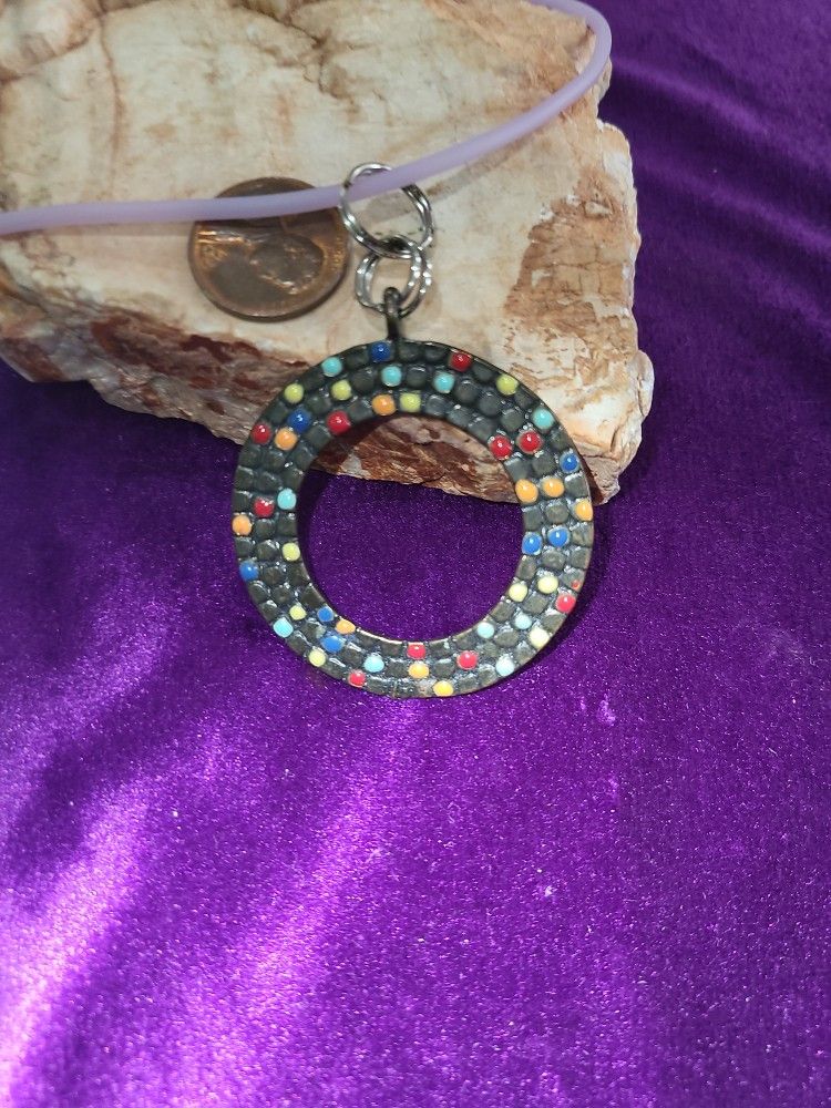 Colorful Brass/Enamel Pendant.