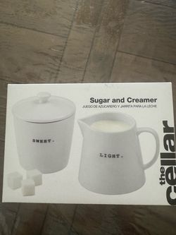 The Cellar white sugar and creamer set #cellar #porcelain Oven and dishwasher safe The description on the box