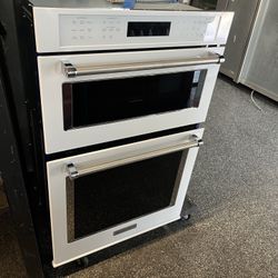 White Kitchen Aid 27” Microwave Oven Combo Electric Built In