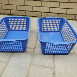 Lot of 2 Basic Utility Baskets Basket Organization Plastic 5 3/4 x 10 1/8 x 14 3/4 Multipurpose Home