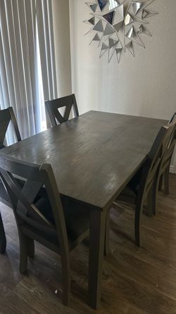 Dark Gray Dining Table Set with 5 Chairs