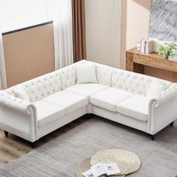 New Modern Style White Microfiber Sectional Corner Sofa