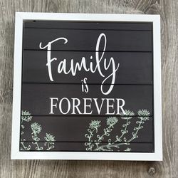 Family Is Forever Gray White Hidden Dry Erase Board  Key Holder Organizer Wall Decor