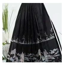 Black printed belted long skirt