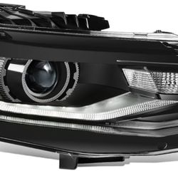 DNA MOTORING OE Style Front Right Headlight Compatible With Chevy Camaro 2016-2022, GM, 4, 2, Black Housing/Clear Reflector, OEM-