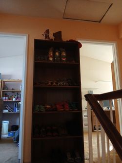 Dark Brown Wooden Shoe Rack Bookcase