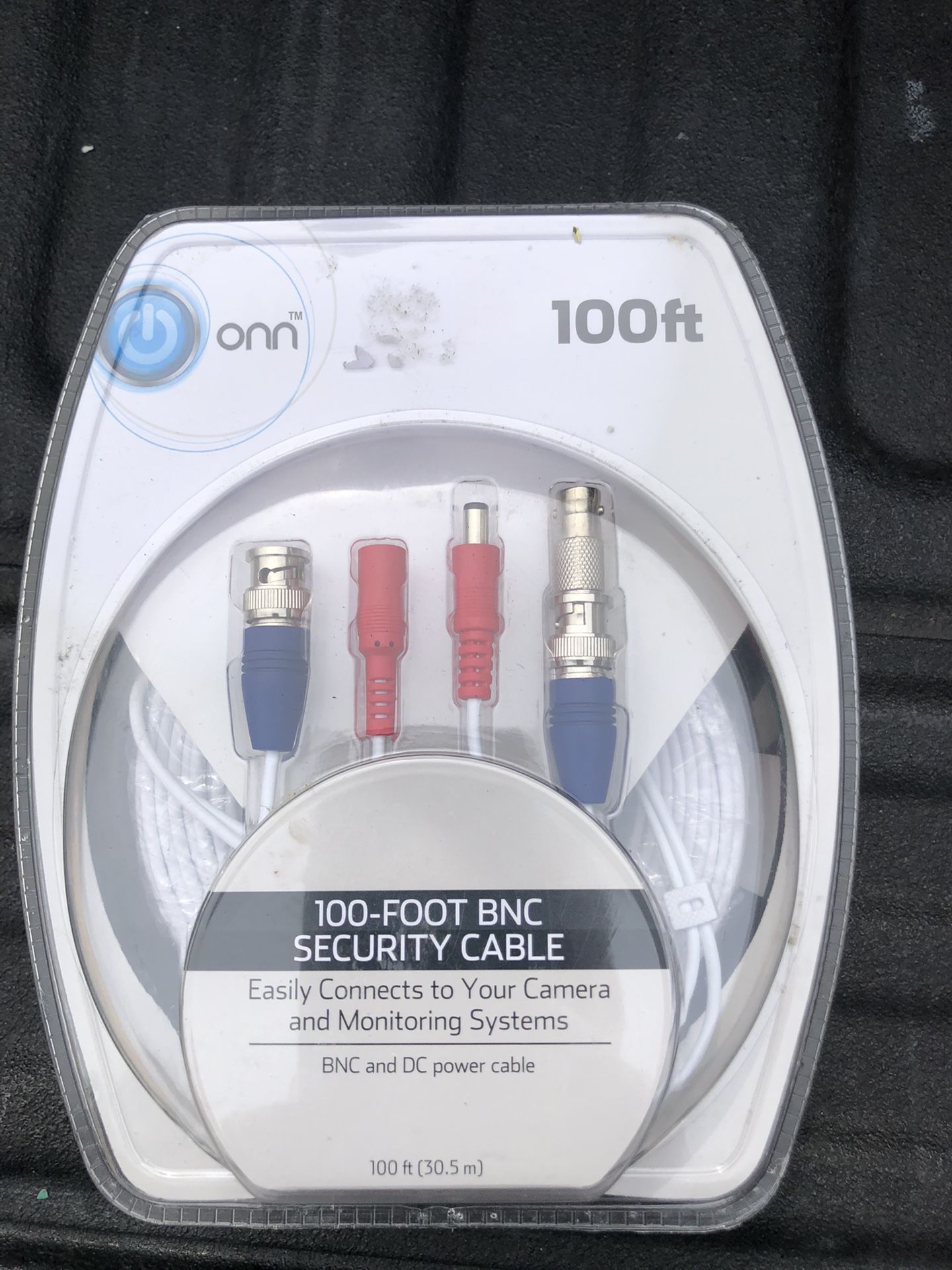 ONN 100 ft Bnc security cable, 100ft white