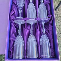  Crystal Flutes For Champagne Or Wine Glass Vintage. 