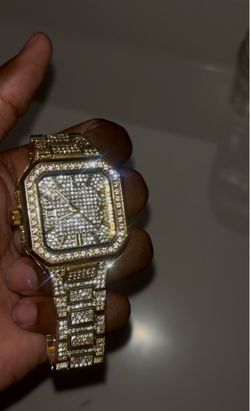 Gold Iced Out Square Face Watch