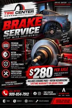 BRAKE SERVICE – $280 PER AXLE
