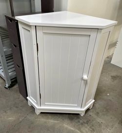 White Wood Corner Storage Cabinet