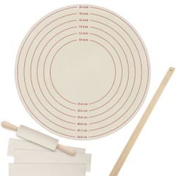 5 Pcs Christmas Traditional Norwegian Lefse Making Kit, 20 Inch Pastry Cloth and 3 Pcs 11 x 2.5 Inch Rolling Pin Cover 24" Wood Turning Stick for Baki