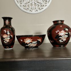 Beautiful Japanese Vase/Bowl Set