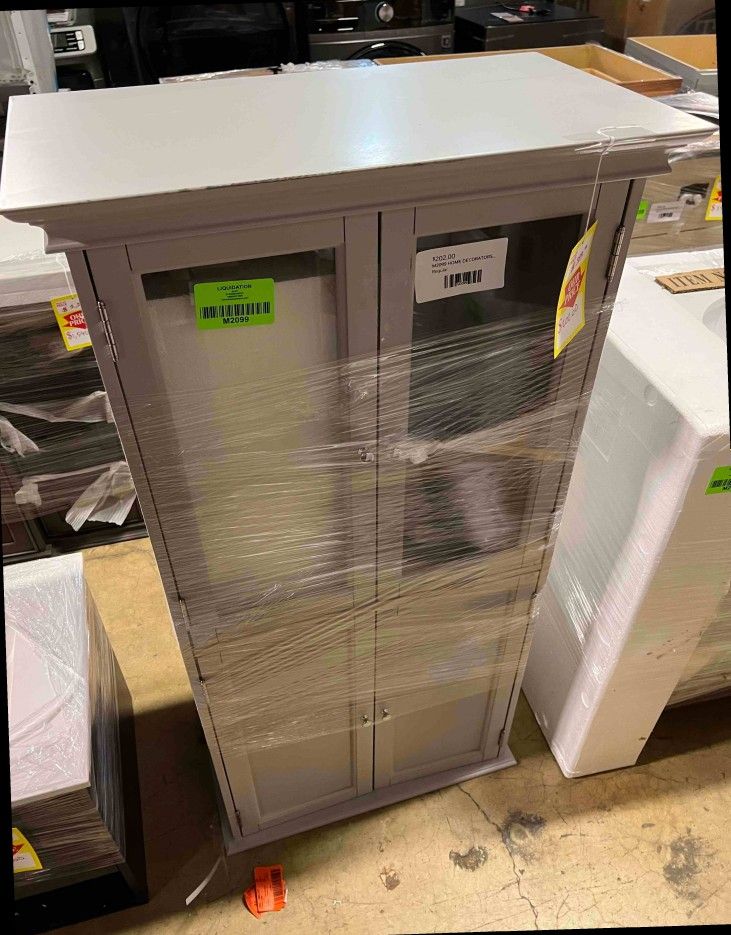 HOME DECORATORS Hampton Harbor Linen Cabinet in Dove Grey 4H