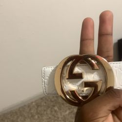 All White Gucci Belt For Kids And Men