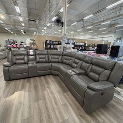 New Dark Gray Power Recliner Sectional 