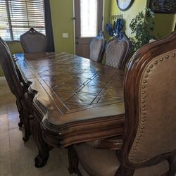 Large Brown Table with 6 Chairs