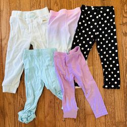 5 Pack Assorted 2T Girl’s Pants; Multiple Colors, Designs, & Brands