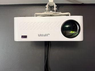 Projector with mount and automatic pull down screen