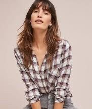 Anthropologie Cloth & Stone Eldorado Flannel Plaid Shirt Size M