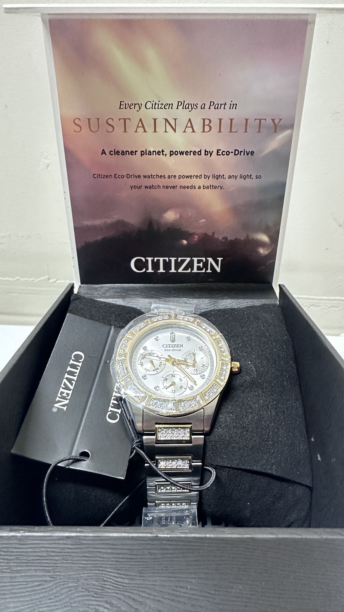 New Citizen Eco-Drive Gemmed Stainless Women's Quartz Watch - FD2074-55A