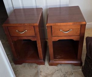 Pair of Narrow Solid Wood Nightstands – 15" Wide (Made in USA)