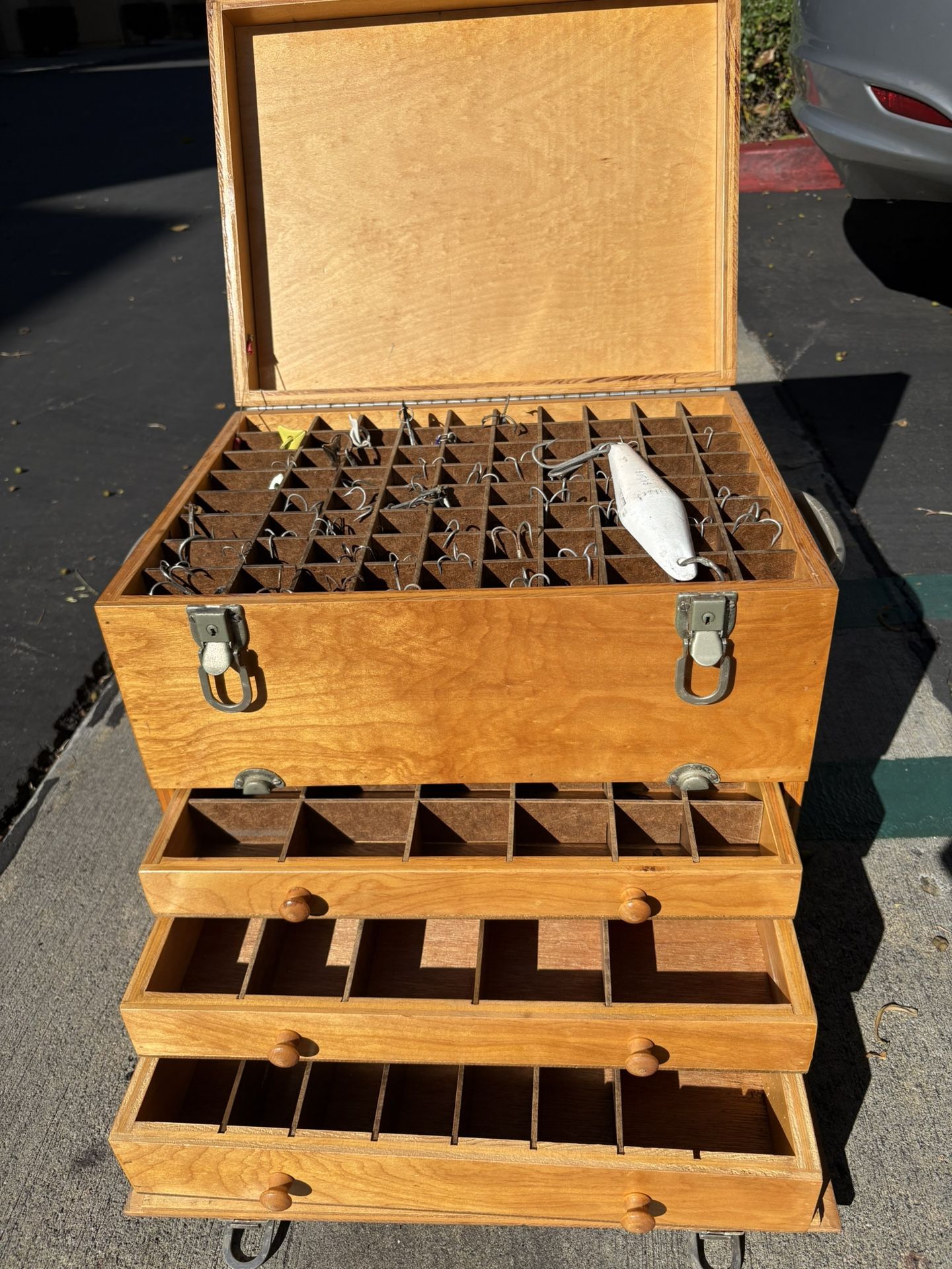 Old School Wooden Long Range Tackle Box