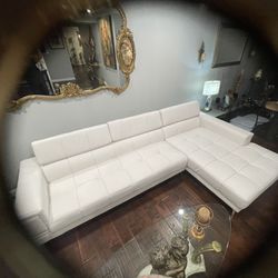 Sectional White Leather Sofa -Like new  